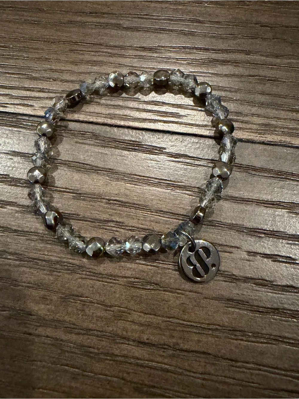 Set of 2 BP Bomb Party Stretch Bracelet Silver Gray stacks